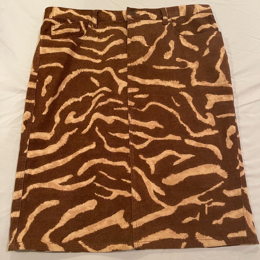 LRL Ralph Lauren Jeans CO. Brown and Tan Zebra Skirt